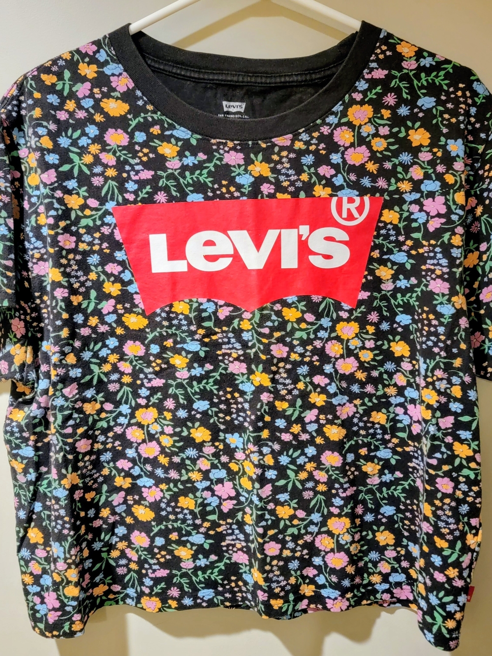 Levi's Black Floral Tee with Classic Red Logo